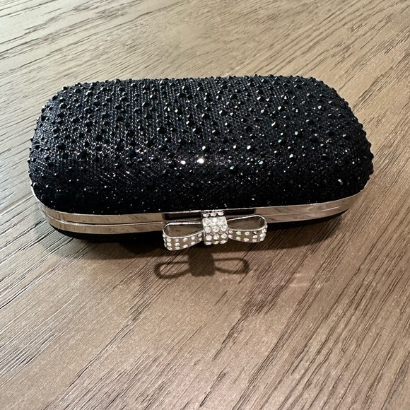 INC International Concepts Formal/Evening Beaded Long Chain/Clutch Bag Black - Picture 2 of 11